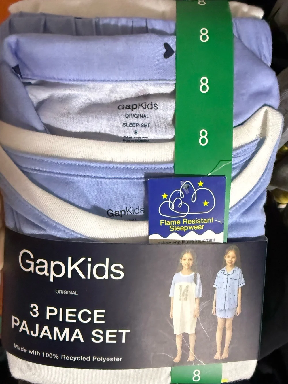 NWT GAP Kids 3 PC Pajama Set & Nightshirt size 8